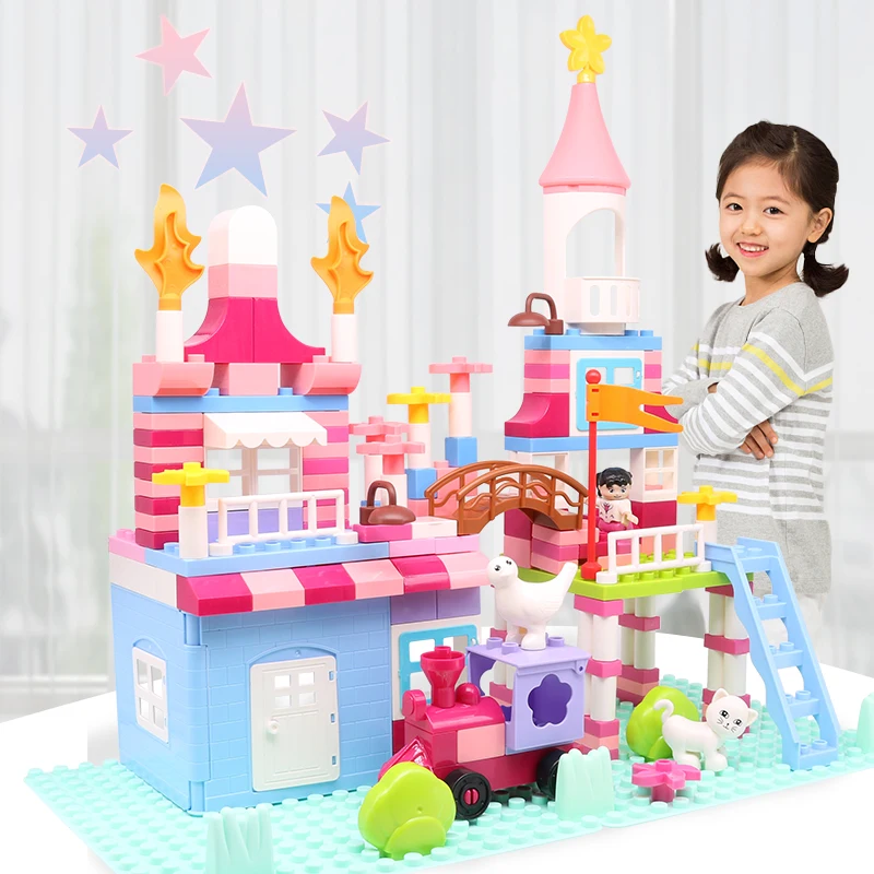 174 шт. розовый принцесса замок Строительные блоки Друзья дом Кирпичи DIY