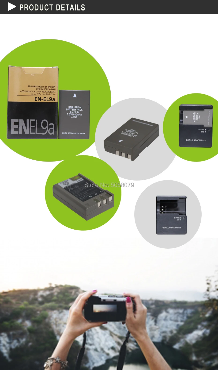 EN-EL9a ENEL9a Батарея 1080mAh для Nikon D60 D5000 D40X D40 D3X D3000 D30 камеры