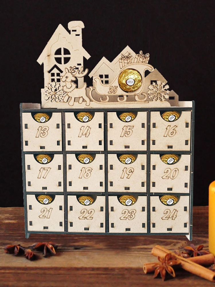 

Xmas Countdown Advent Calendar Chocolate Box Cabinets Reusable Drawers Christmas For Handmade Christmas Party Supplies