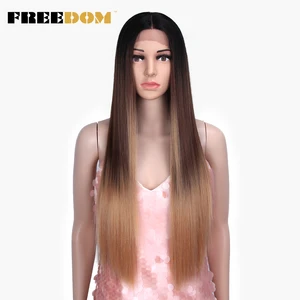 Парики из синтетических кружев, радужные, зеленые, синие, цветные, с эффектом омбре, длинные прямые волосы, 30 дюймов, термостойкие, для косплея