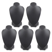 lots 5 black pu leather necklace bust display shop pendant jewelry stands
