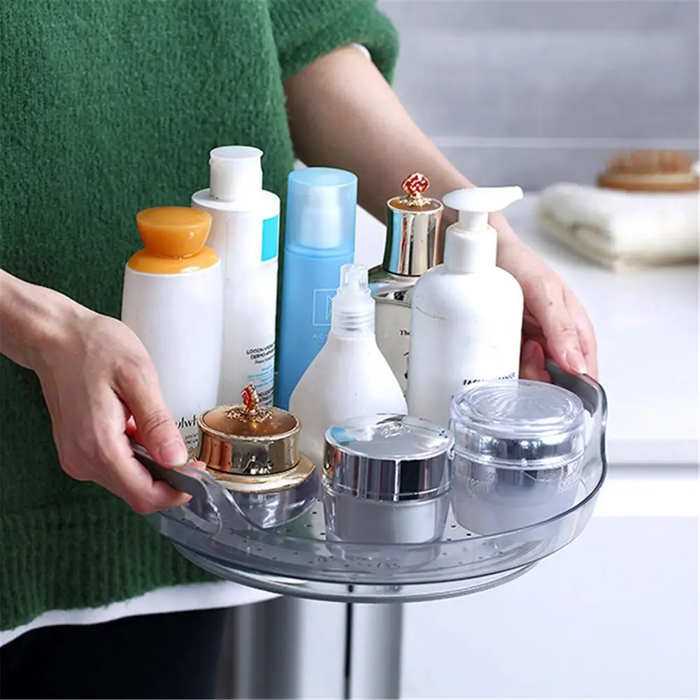 

360 Degree Rotating Turntable Tray Transparent And Practical Kitchen Storage Organizer Bottles Cans Seasoning Bags For Kitchen