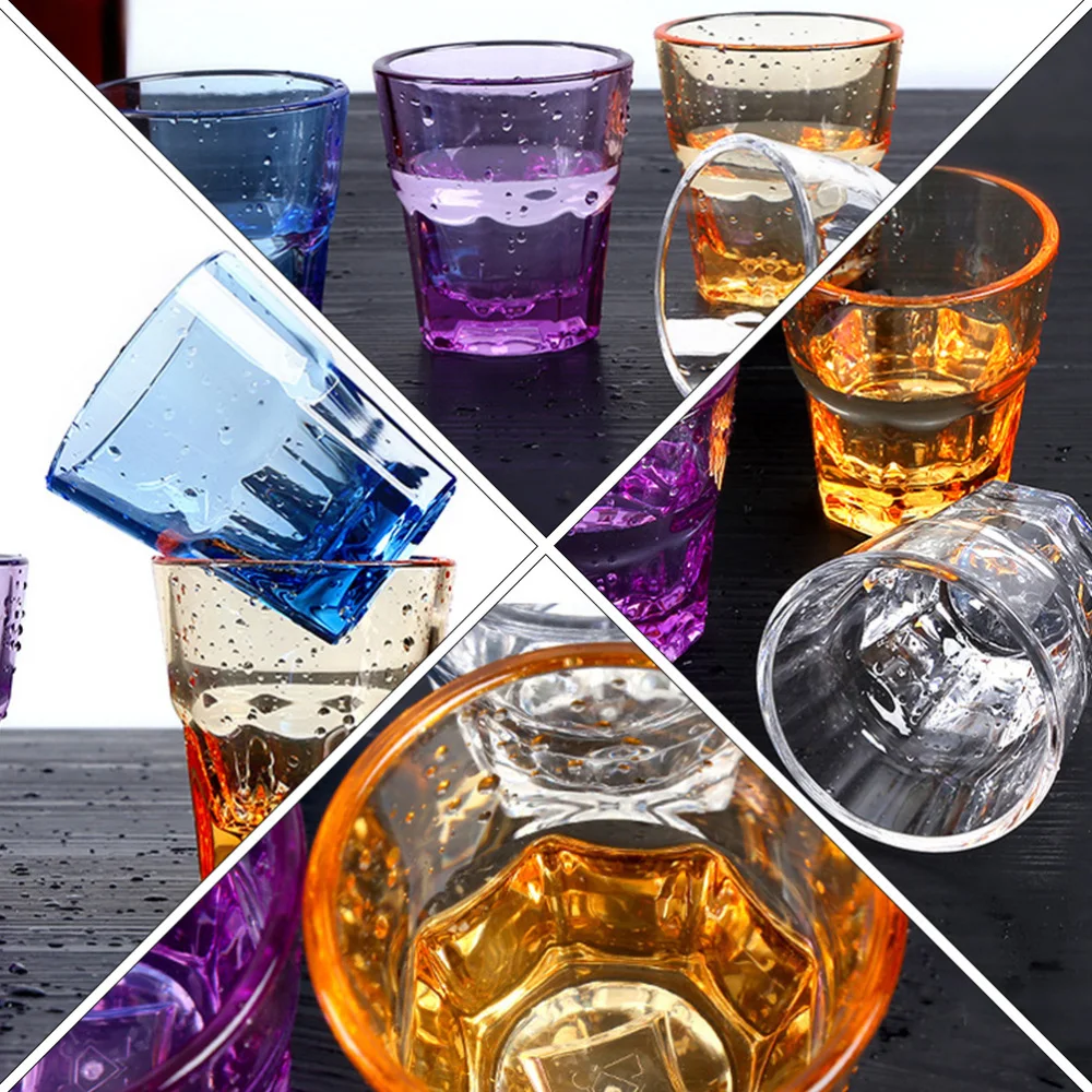 

4Pcs Acrylic Octagon Cup Transparent Cups Shatterproof Cup Whisky Cups