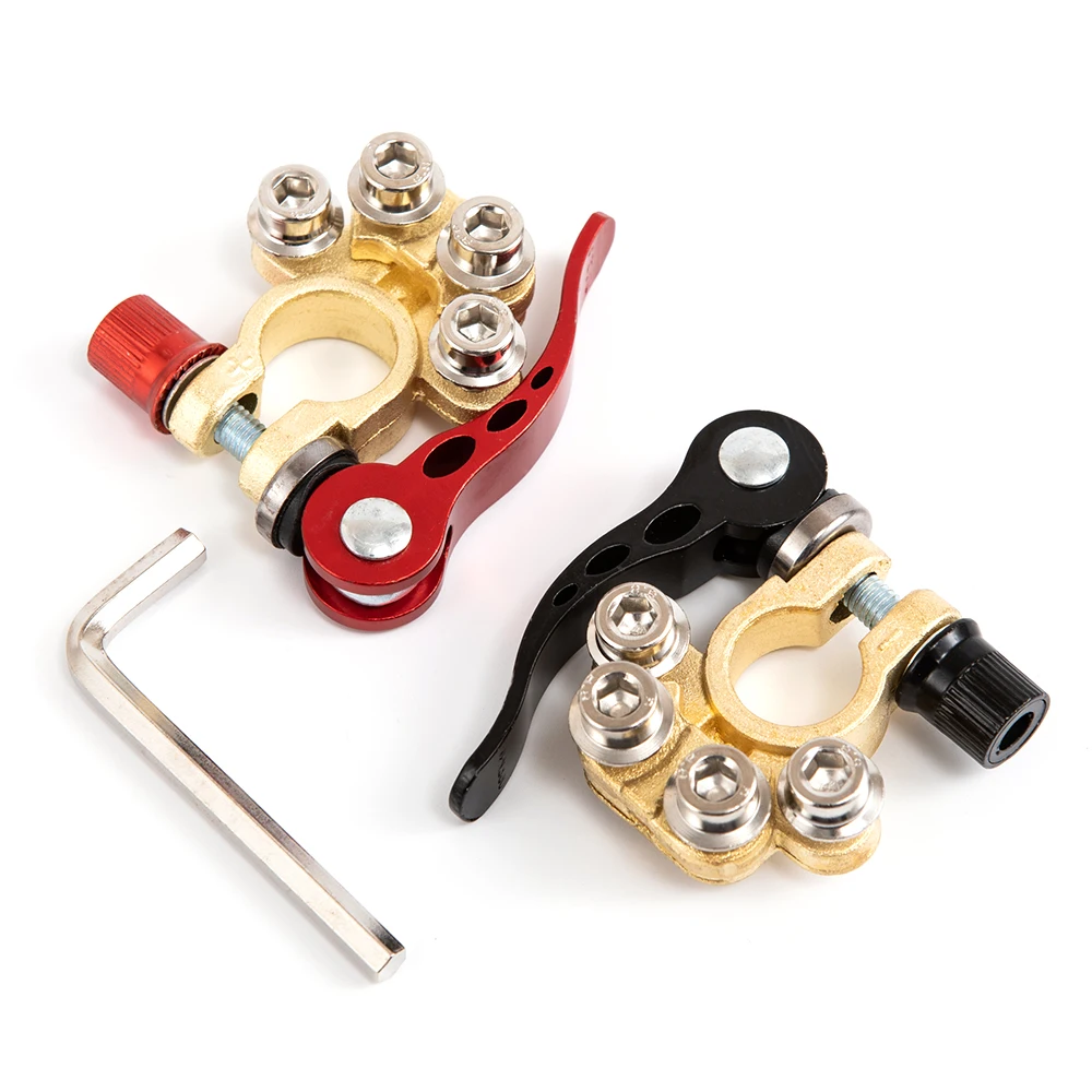 

1 Pair Battery Terminal Connector Tin Plated Brass Battery Connector Battery Connection Clip Automobile Battery Pile Heads