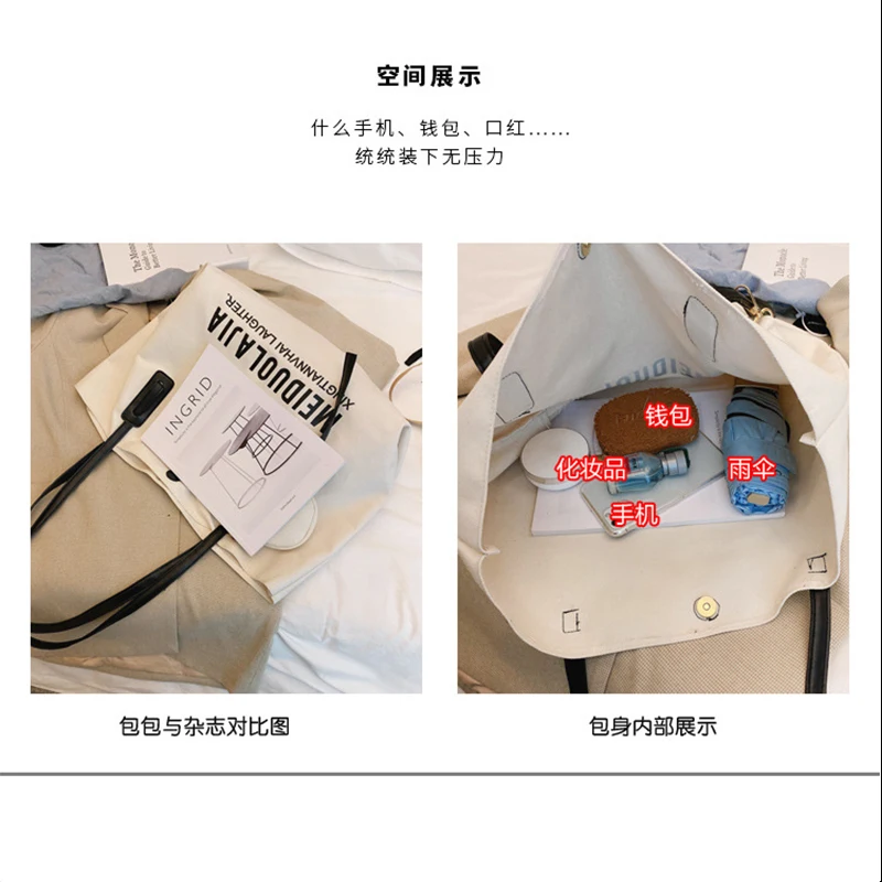 

Canvas Totes Bags for Women 2021 Fashion Girls Purses and Handbags Shoppers Female Casual Coin Bag Design Large Capacity Wallets