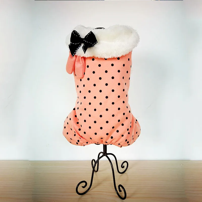 Зимняя одежда для собак пальто в горошек Теплый Мягкий Вязаный комбинезон собаки