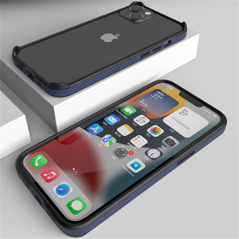 Soft Slim Bumper For iphone 13Pro Max 12 Mini Flexible Anti-Knock Non-Slip Silicone Frame Case Accessories Navy Blue Black