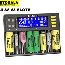 LiitoKala Lii-S8 LCD Battery Charger NiMH 1.2V AA AAA Li-FePO4 3.2V IMR 3.7V for 26650 21700 26700 18350 18650 Battry Charger