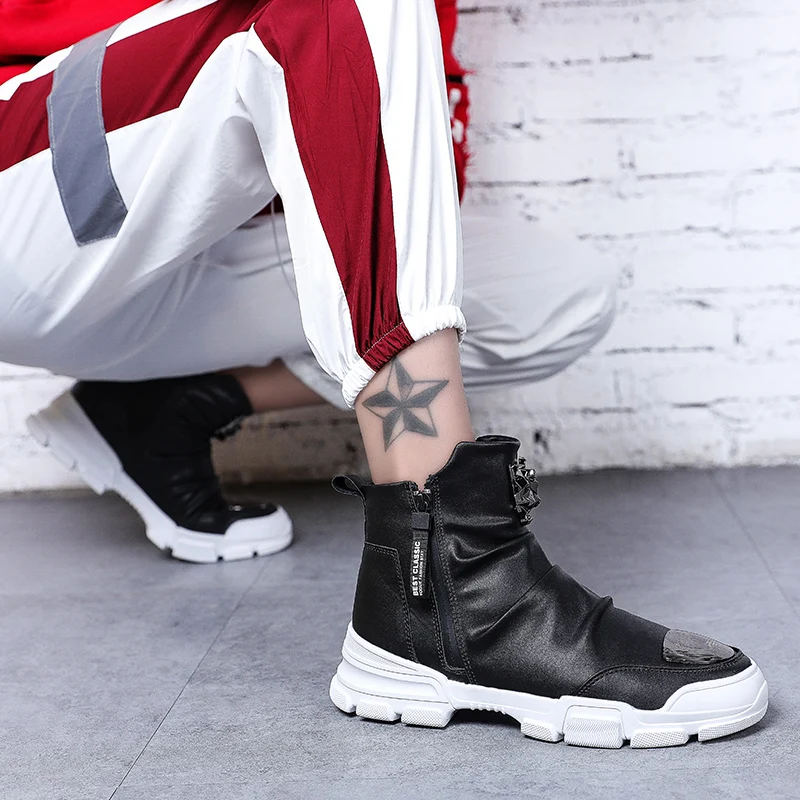 Мужские ботинки Новинка Кожаные полуботинки martin для мужчин высокие ковбойские