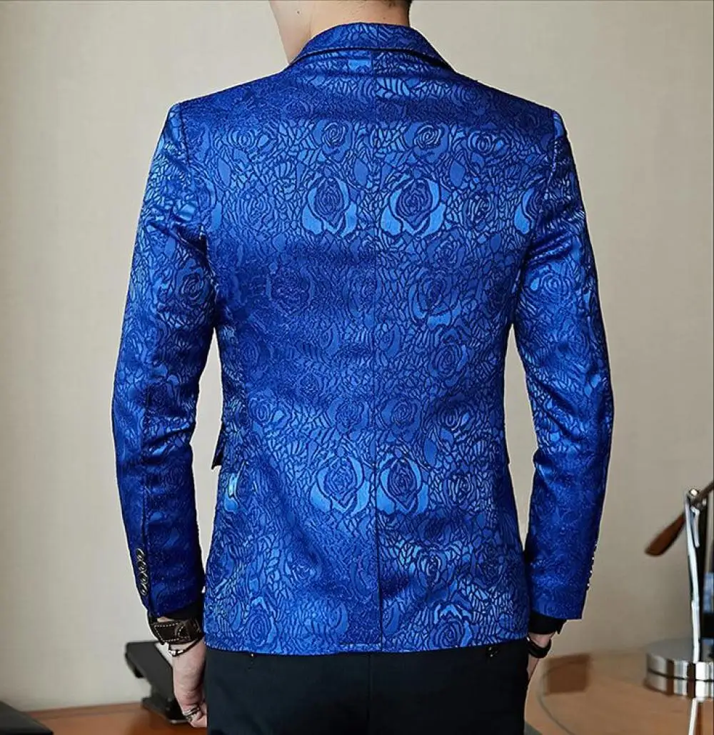 

Fashion Mens Printed Slim Suit Jacket Party Prom Suit Jacket Elegant Wedding Stage Men Blazer Night Show Costumes
