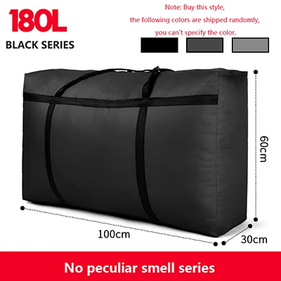 Black No smell Дорожная сумка, холщовая, переносная, для женщин, для выезда за границу, сумка для багажа, большая вместительность, 40L-180L, большая, переносная, для дома, сумка для хранения, очень большая - Цвет: Black No smell