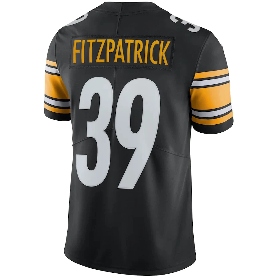 

Customized Stitch American Football Jersey 39 Minkah Fitzpatrick Men Pittsburgh Black White Limited Jersey
