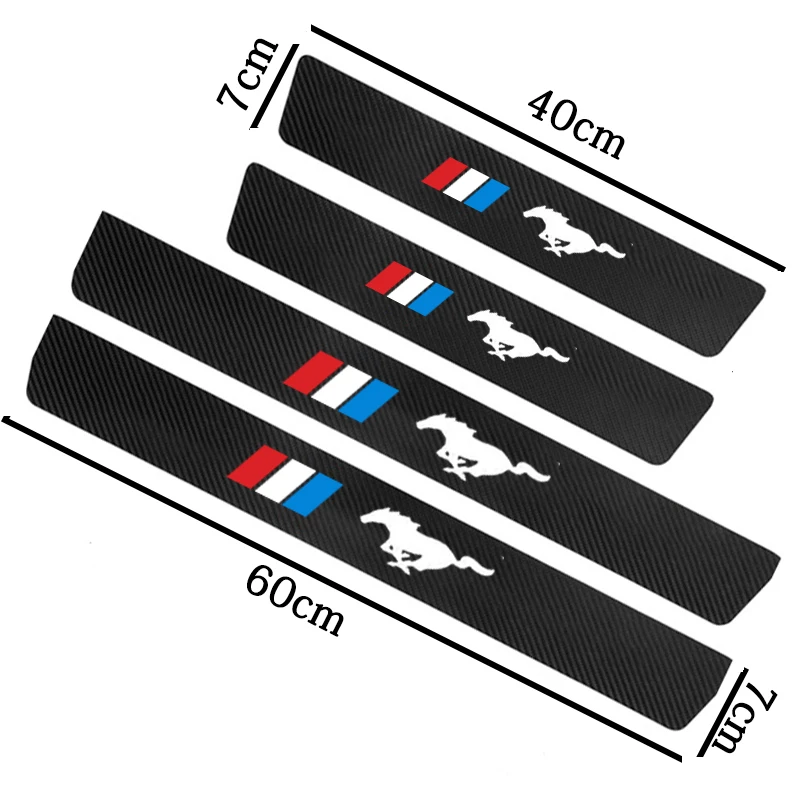 

4pcs Car Door Sill leather Stickers For ford mustang gt Car Door Sill Plate Pedal Cover Trim Car Accessories