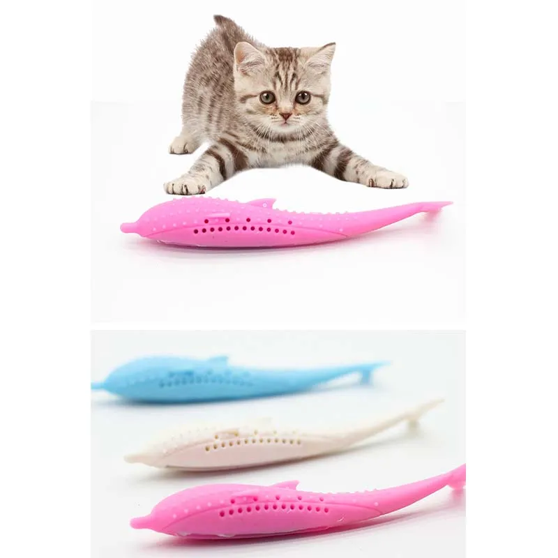 New Cat Toothbrush Soft Silicone Mint Fish Toy Catnip Pet Clean Teeth Chew Cats Toys Cleaning | Дом и сад