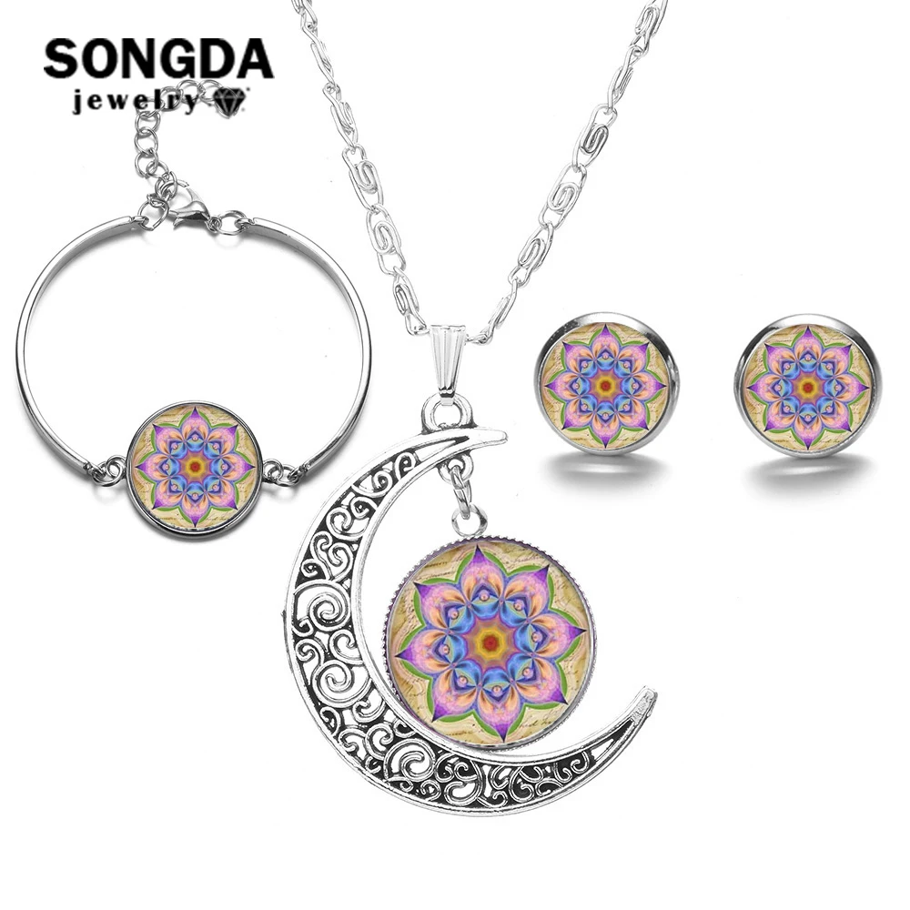 SONGDA цветной калейдоскоп Мандала Ювелирные наборы буддизм символ ом мандала