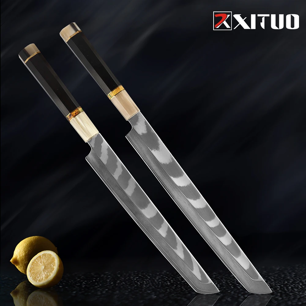 

XITUO Japanese 10/11 Inch Sashimi Sushi Chef Knife Professional Damascus Steel Fish Filleting Kitchen Cooking Salmon Slicer Tool