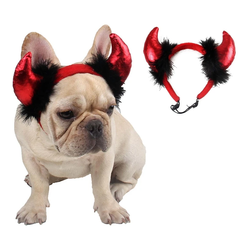 

Pet Horned Vampire Devil Headband for Cats Puppy Cosplay Headdress Costumes Funny Holiday Clothes for Party