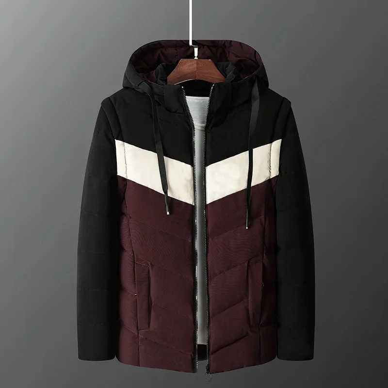 Covrlge Slim Jacket Men Autumn Spring Thicken Mens Coat Warm Outwear Windproof Hooded Overcoat Zipper Parkas Jackets Man MWM084