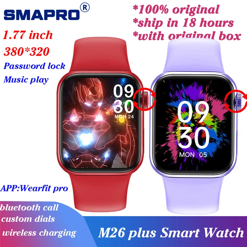 Мужские Смарт часы M26 plus оригинальные умные с экраном 2021 дюйма HD двойной кнопкой