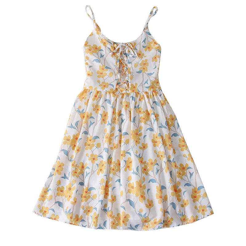 

Summer Vintage Floral Beach Dress Women Clothes Bandage Casual Strap Mini Dresses 2021 Korean Fashion Sexy Backless Sundress