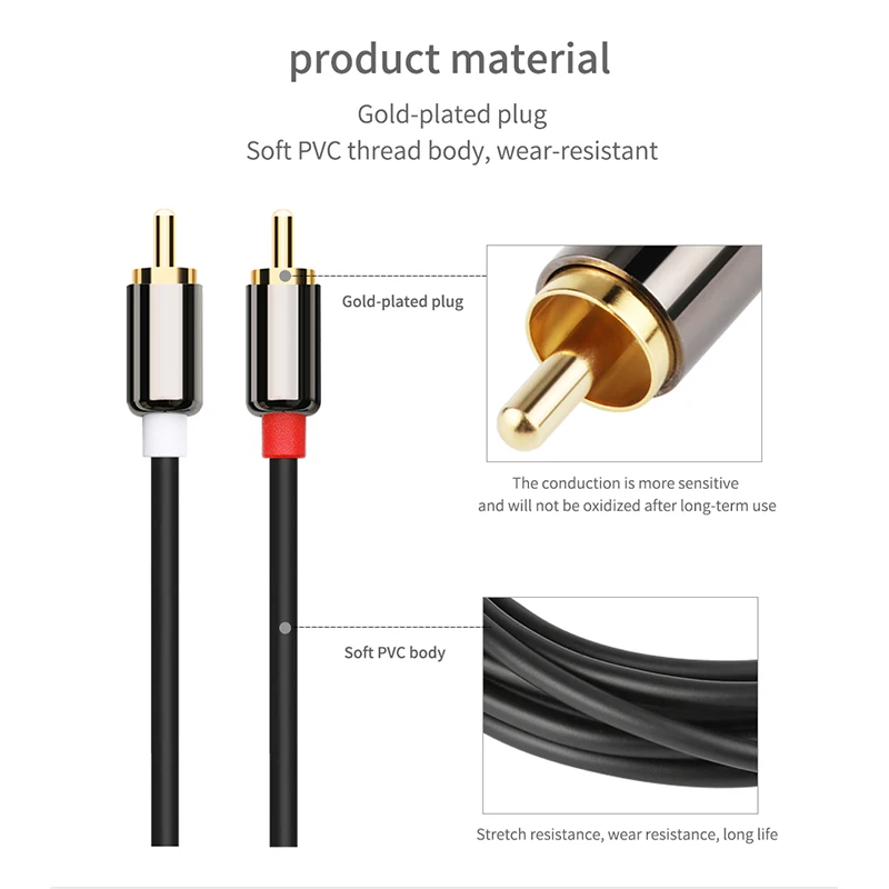 Аудио-разветвитель со штекером на штекер 2 RCA 2RCA Звуковой адаптер для усилителя