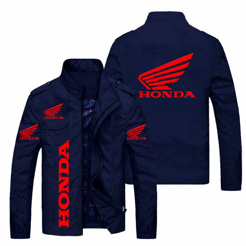 

2021 Fall Men's Jacket Honda Car Wing Red White Printed Jacket Windbreaker Fashion Motorcycle Jacket Men's Casual Jacket M-6XL