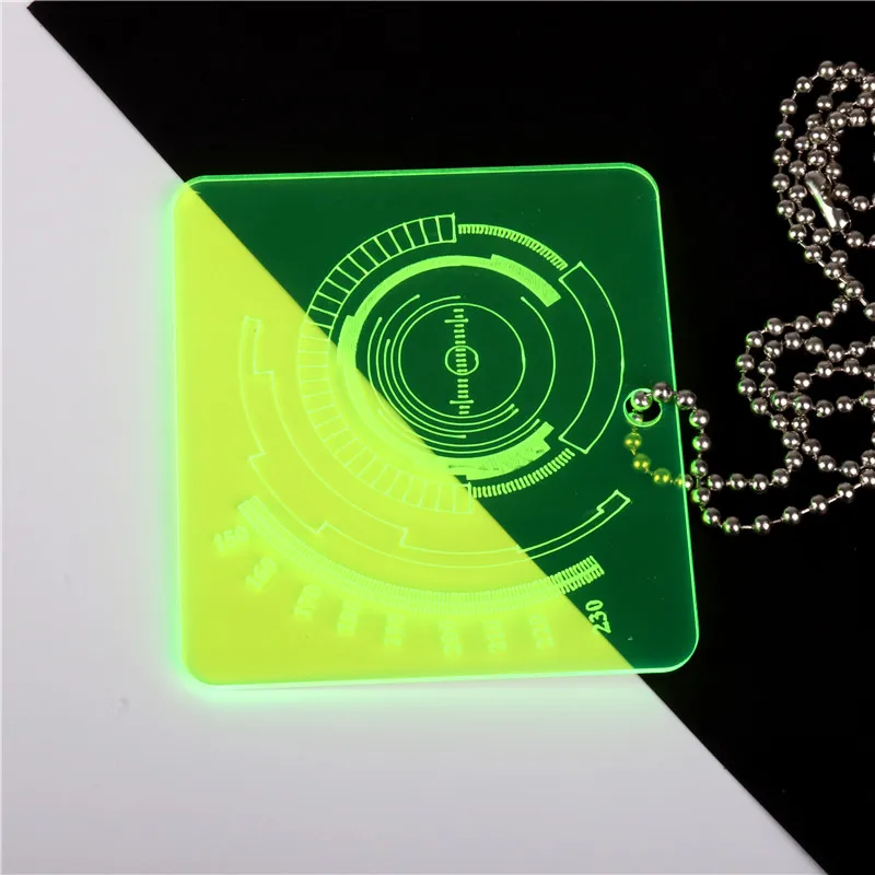 

New Futuristic Hacker Pendant Necklace for Women Men Silver Color Chain 50cm/60cm/70cm Acrylic Green Pink Dial Trendy Jewelry