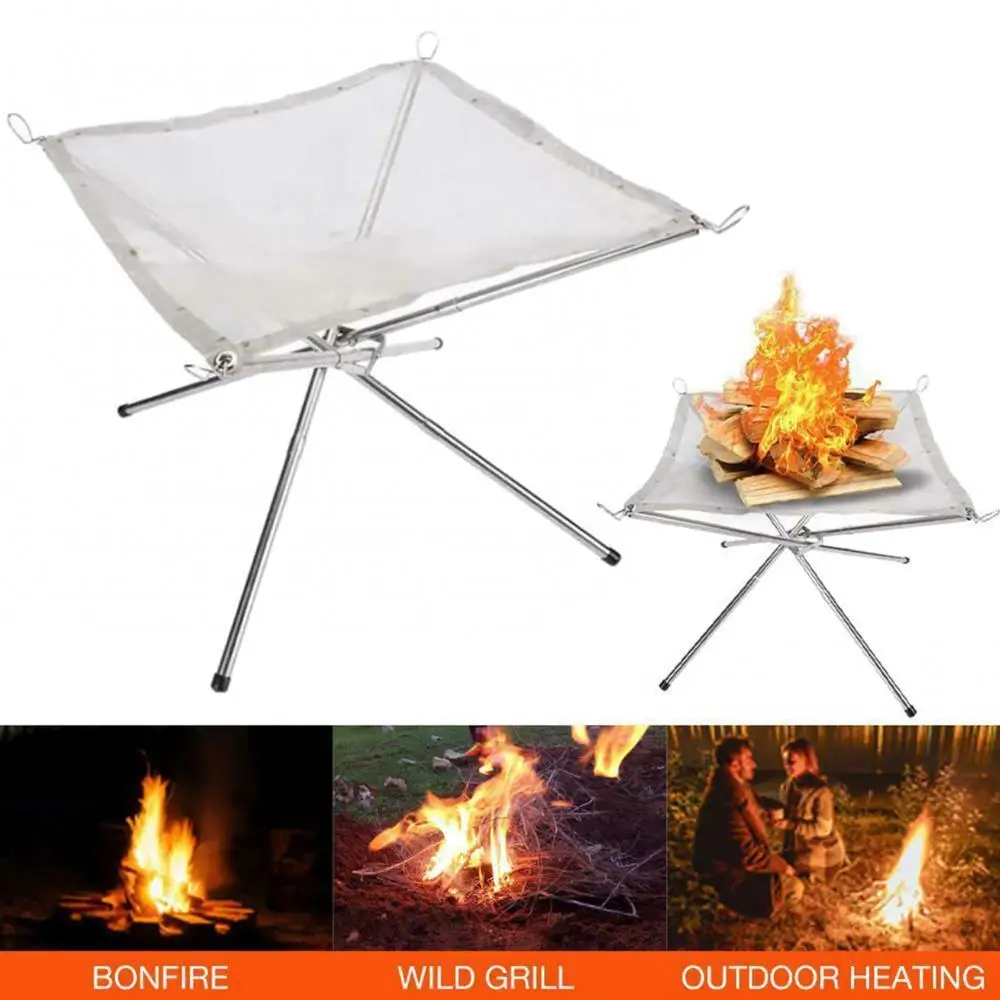 

40%HOT Metal Folding Campfire Holder Incinerator Outdoor Camping BBQ Grilling Bracket