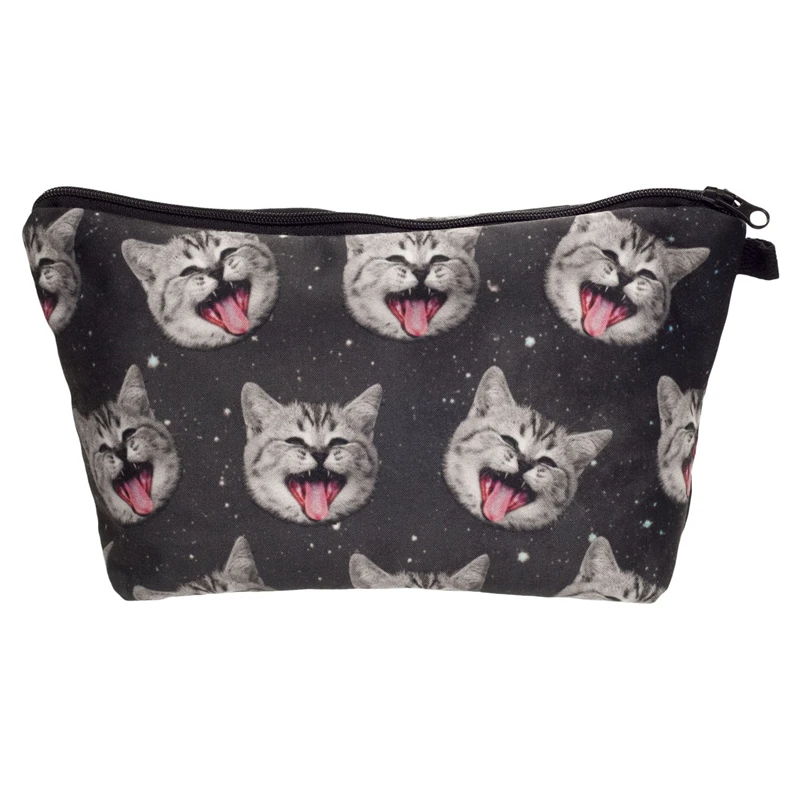 Женская косметичка с 3D принтом смайлика несессер на молнии портативный