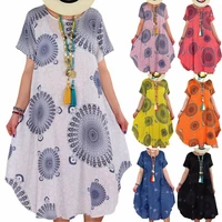 womens boho floral print dress baggy loose casual sundress plus size