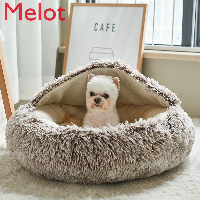 

Kennel Winter Warm Semi-Enclosed Cat Sleeping Nest Removable and Washable Pet Princess Bed Dog Supplies Pet Tent Bed For Dog