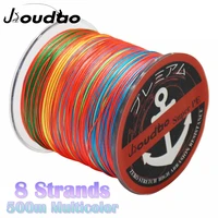 jioudao 8 strands multicolor braided line 500m pe wire 8lb 160lb multifilament braid carp fishing wire for saltwater freshwater