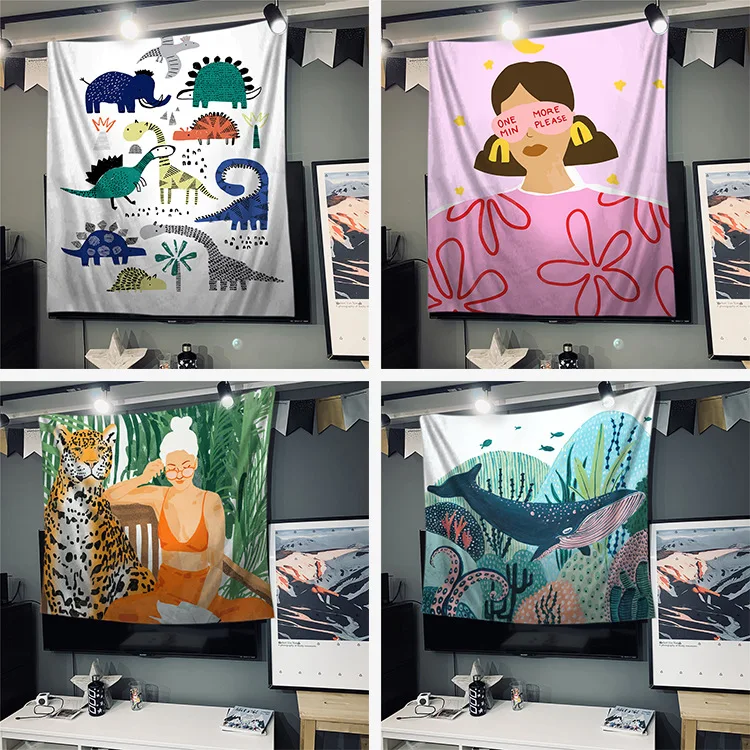 Настенный гобелен с рисунком кактуса для девочек из полиэстера в богемном