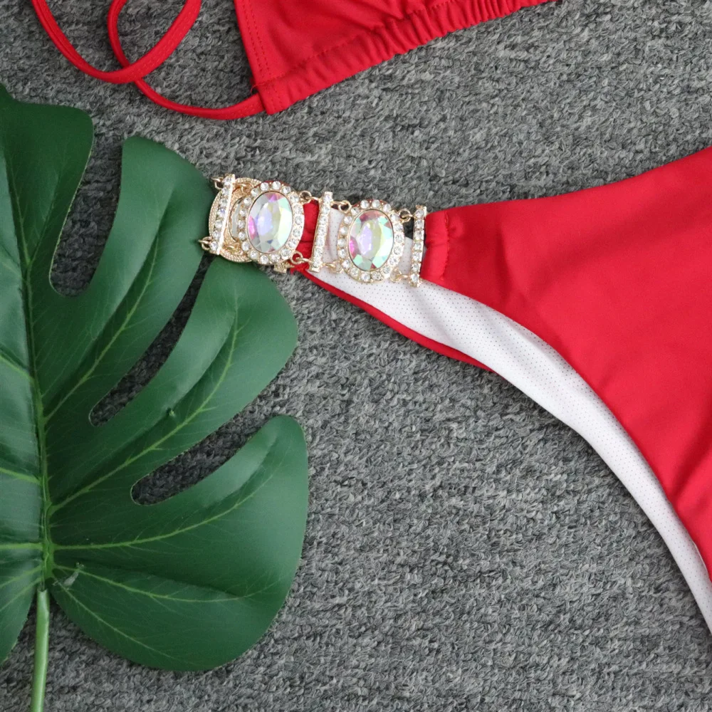 Женское пикантное бикини 2019 Стразы с блестящими бриллиантовыми драгоценными