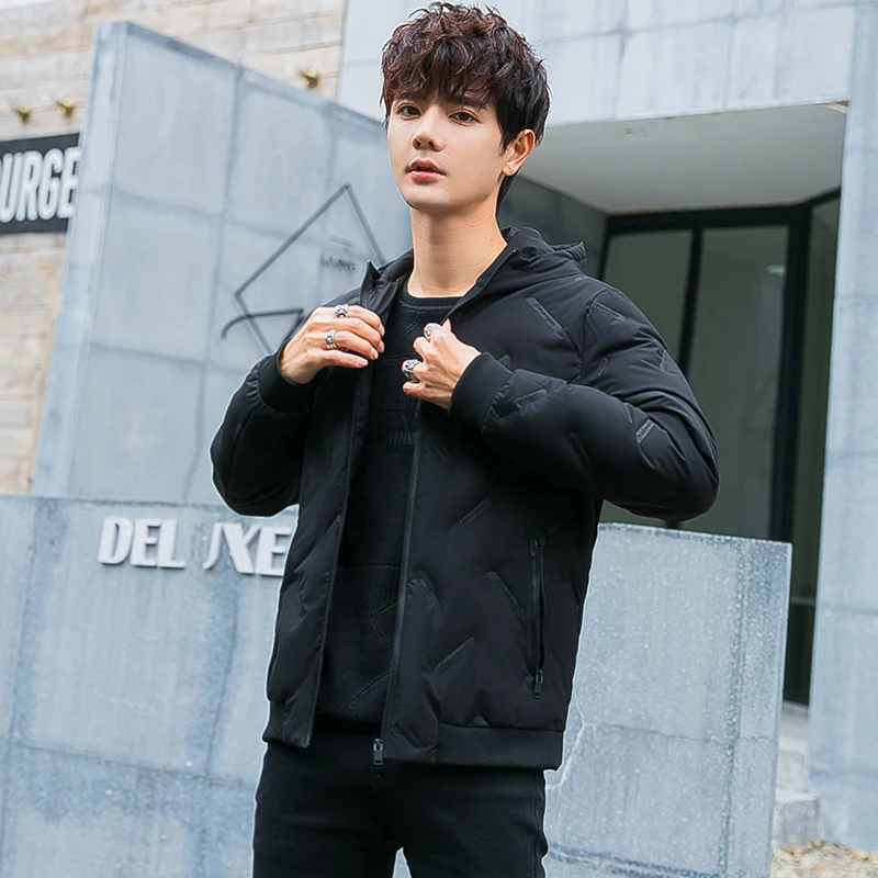 Mens down jacket  the winter trend simple warm casual and  comfortable jackets lightweight hoods heavy coats