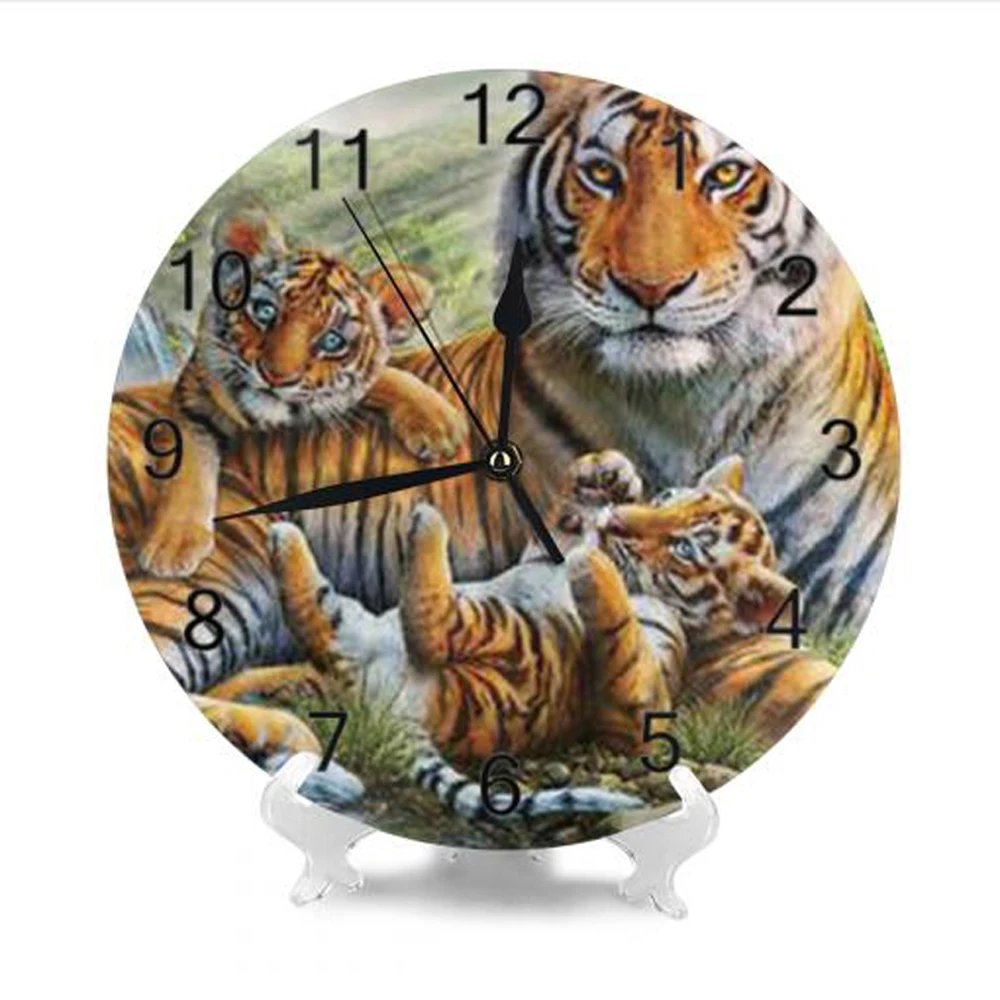 Настенные часы Tigers 25 см с цифрами и цифровым циферблатом бесшумные без тиканья