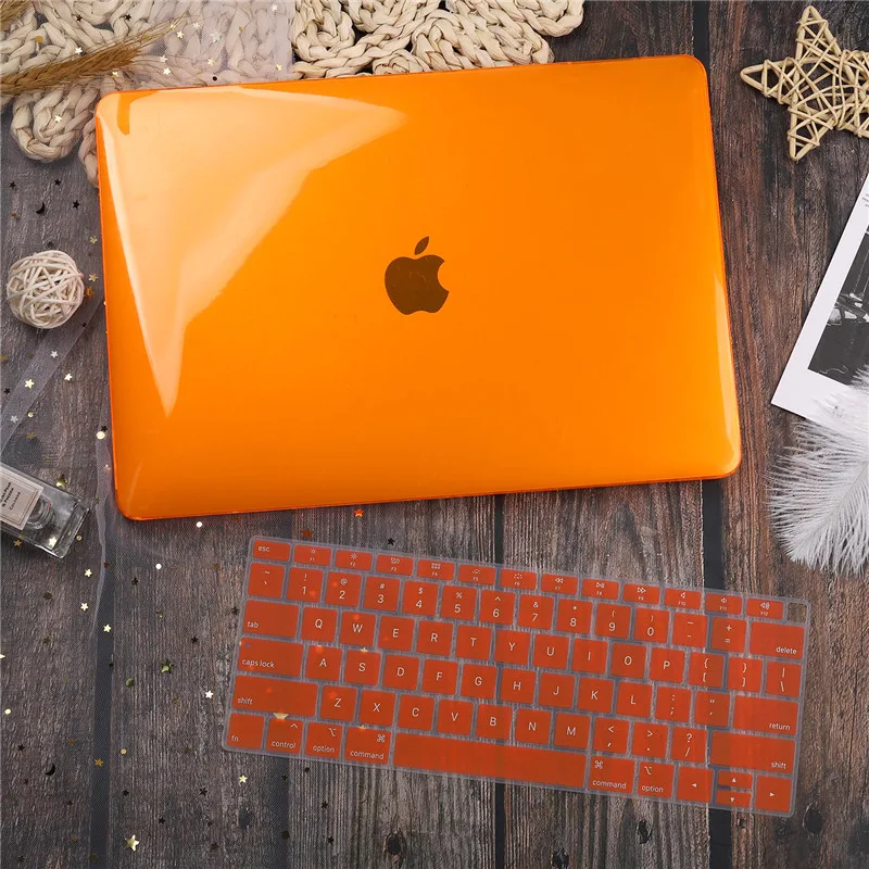 Crystal orange Для Macbook Air retina 11 12 13," кристально чистый чехол для Macbook Air Pro 13 15 16 Touch Bar/Touch ID A1932 A2159 A2141 - Цвет: Crystal orange