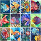 Алмазная живопись 5d HUACAN сделай сам, мозаика с изображением рыбы, полная вышивка, животное, домашний декор, ручная работа