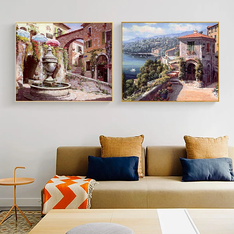 Современная Художественная Настенная картина в маленьких городах Европы