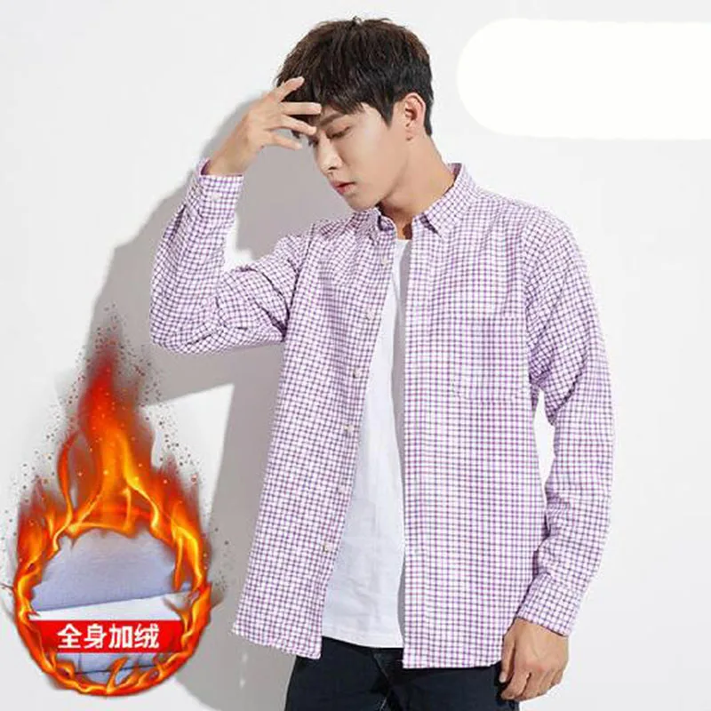 Мужская осенне-зимняя одежда для улицы однобортные рубашки Camisa с добавлением