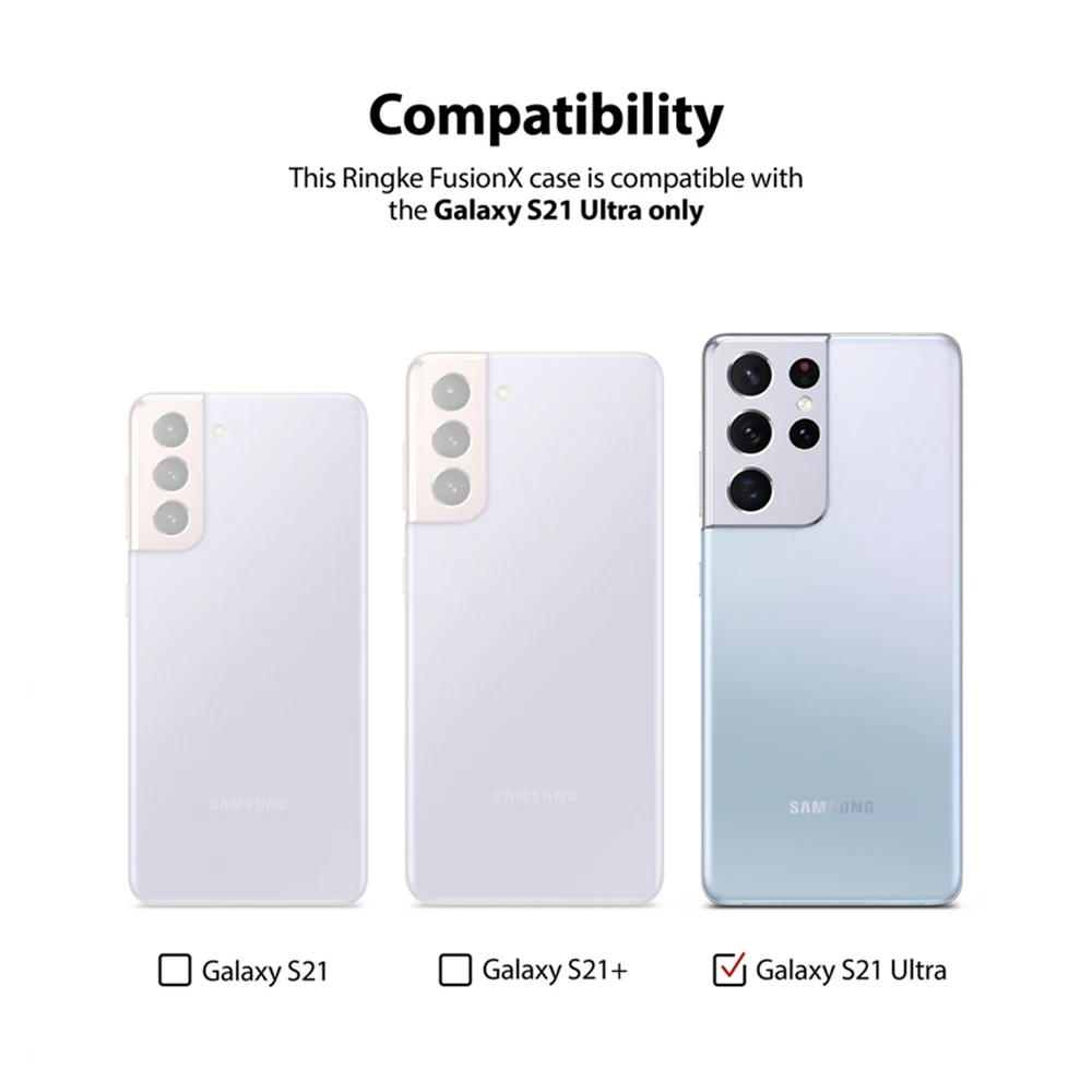 Ringke Fusion X for Galaxy S21 Ultra Case Clear Back and Flexible TPU Frame Hybrid Anti-knock Cover with Landyard Hole | Мобильные