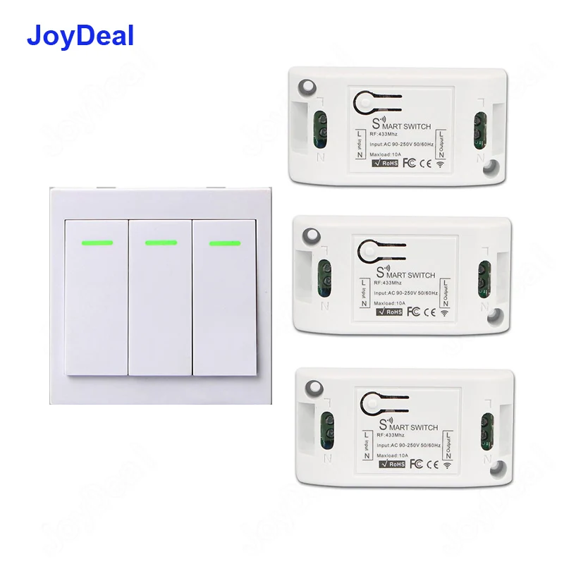 

Пульт дистанционного управления JoyDeal, 433 МГц, 110 В, 220 В, 3 кнопки, 86