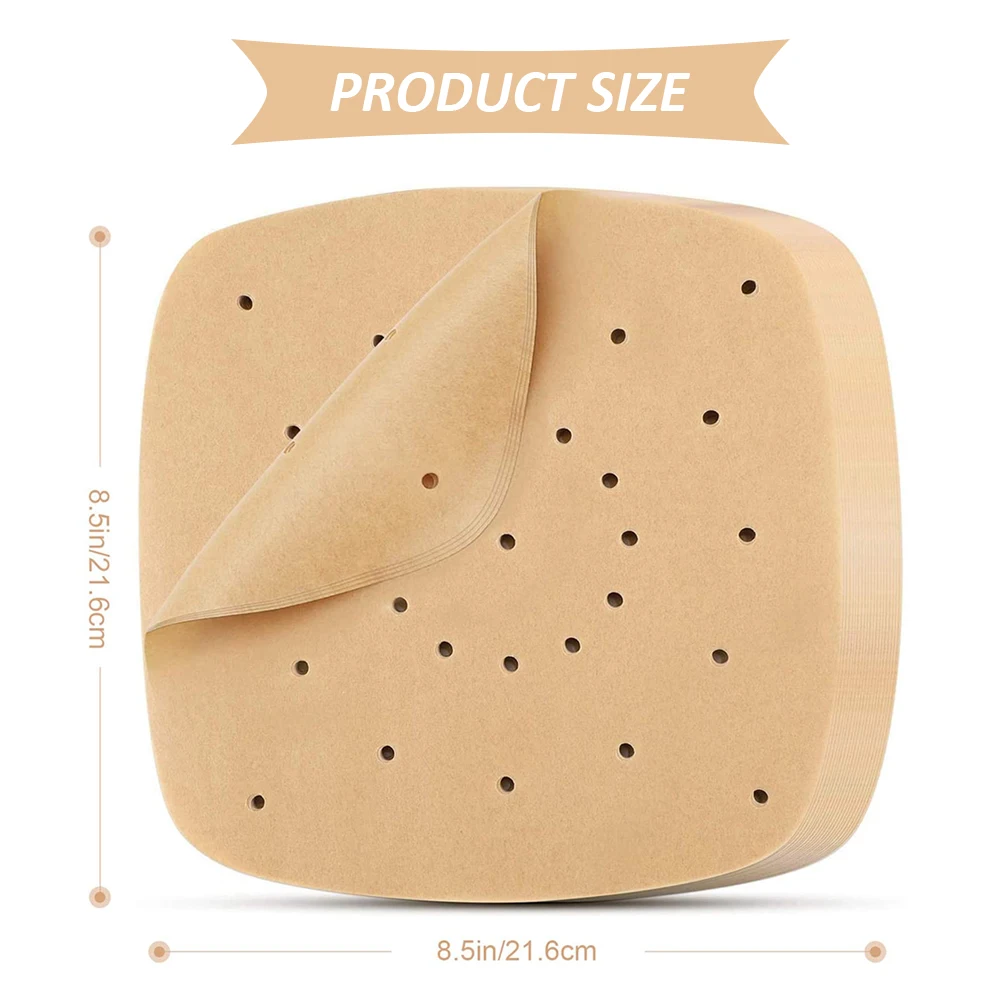 

100 Sheets Of Air Fryer Liner Perforation Baking Parchment Paper Liner Parchment Oven Steamer Non-Stick Steaming Paper 8.5 Inche