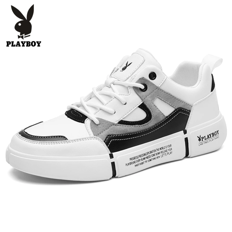PLAYBOY, новая спортивная обувь для мужчин, для бега, для занятий спортом, для улицы, для фитнеса, Max INS, фирменный дизайн, размеры 38-44, мужские спортивные кроссовки - Цвет: Белый