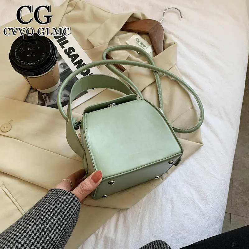 

Cvvo Glmc Box Design Solid Color Pu Leather Mini Crossbody Bag for Women 2021 Female Handbags and Purses Fashion Totes