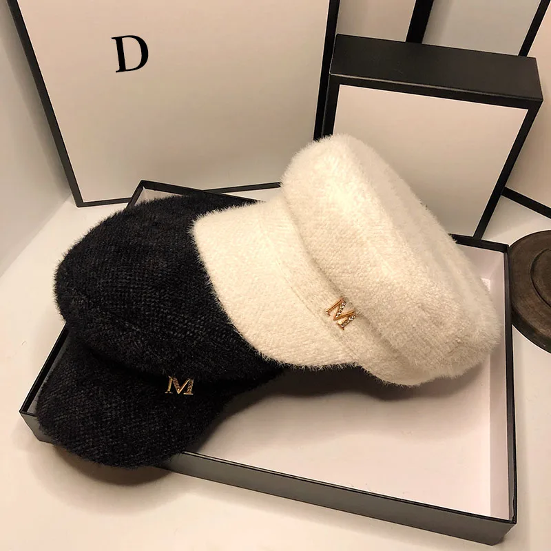 HT105 Autumn Winter Hats for Women Solid Plain Octagonal Newsboy Cap Ladies Casual Wool Hat Winter Beret Women Painter Cap