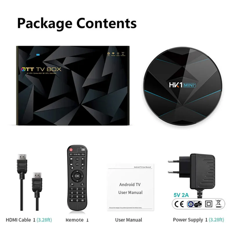 Caixa de tv smart em Shape mini plus hk1 android 10 0 rk3318 четырехъядерный процессор 2 4g & 5g Wi Fi