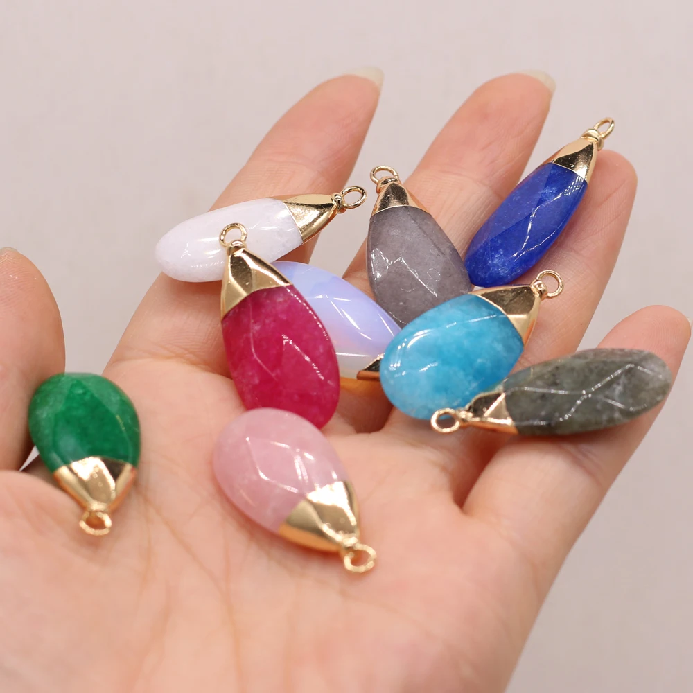 Женские Подвески из натурального камня, ювелирные украшения в виде искусственного агата, Аксессуары для ожерелья «сделай сам» размером 15x35 мм, 2 шт.