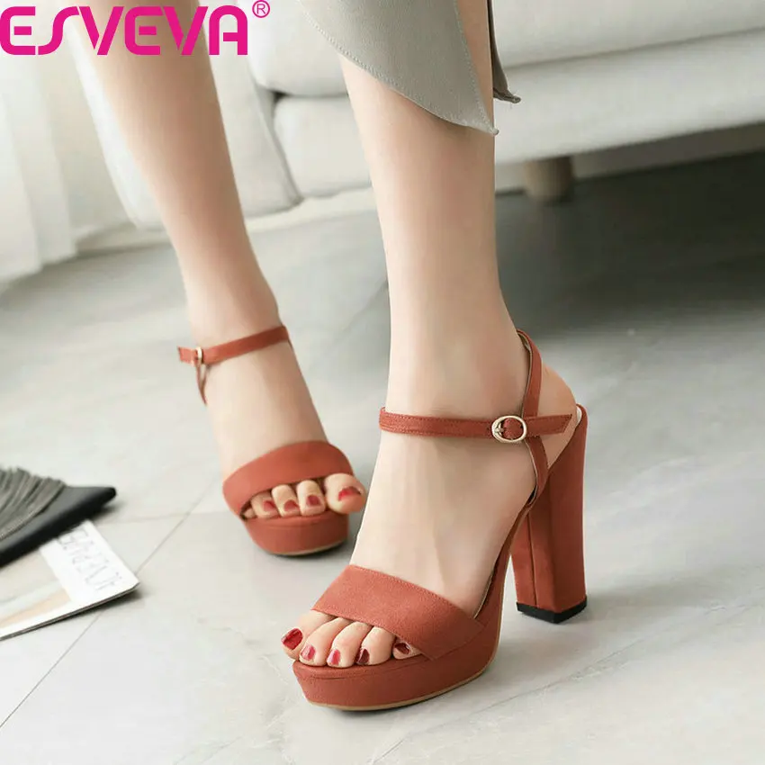 ESVEVA/женские свадебные туфли на высоком квадратном каблуке модные сандалии с