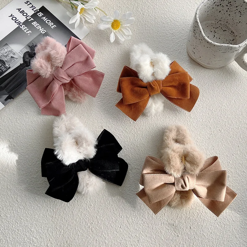 Женская зимняя элегантная шпилька для волос из искусственного меха |